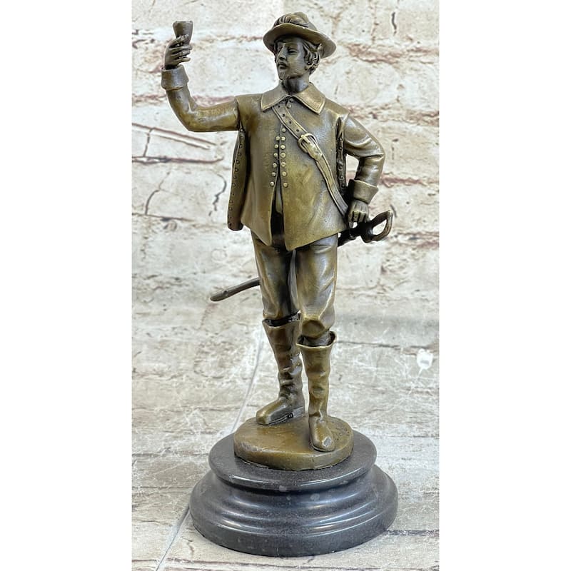 Real Pure Clic Bronze Cavalier Cavalry Soldier Renaissance Sculpture Art Deco
