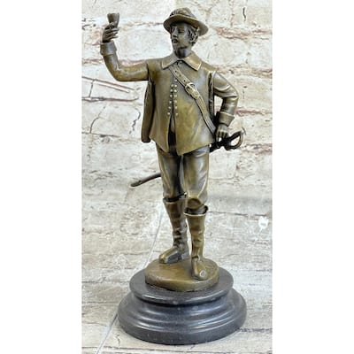 Real Pure Clic Bronze Cavalier Cavalry Soldier Renaissance Sculpture Art Deco