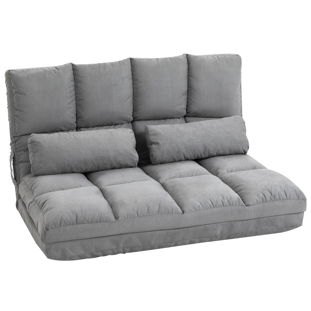 Convertible Floor Sofa Chair, Folding Couch Bed, Guest Chaise Lounge with 2 Pillows, Adjustable Backrest and Headrest