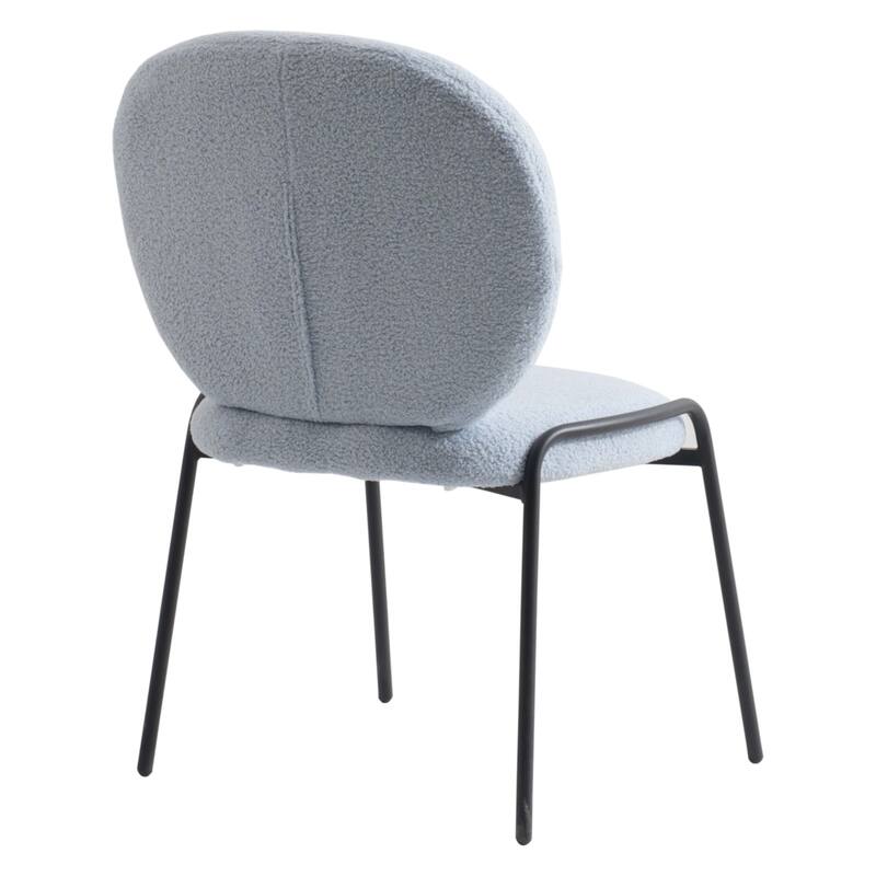 Celestial Boucle Dining Side Chair in Black Iron Frame