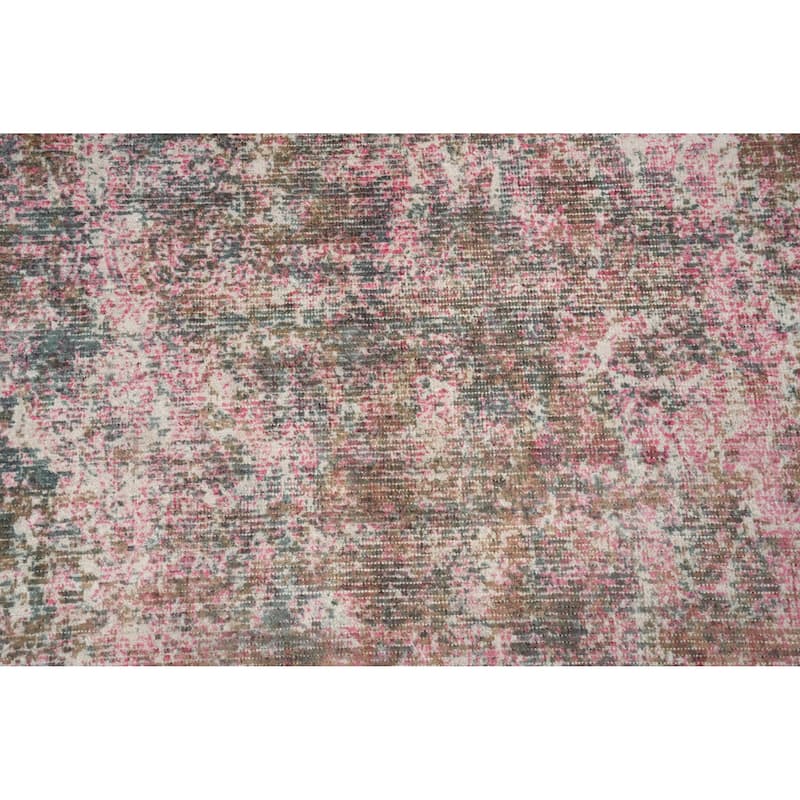 Hand Knotted Oriental Viscose Silk Carpet Modern Abstract Pink Abstract Area Rug - 7' 10'' X 5' 5''