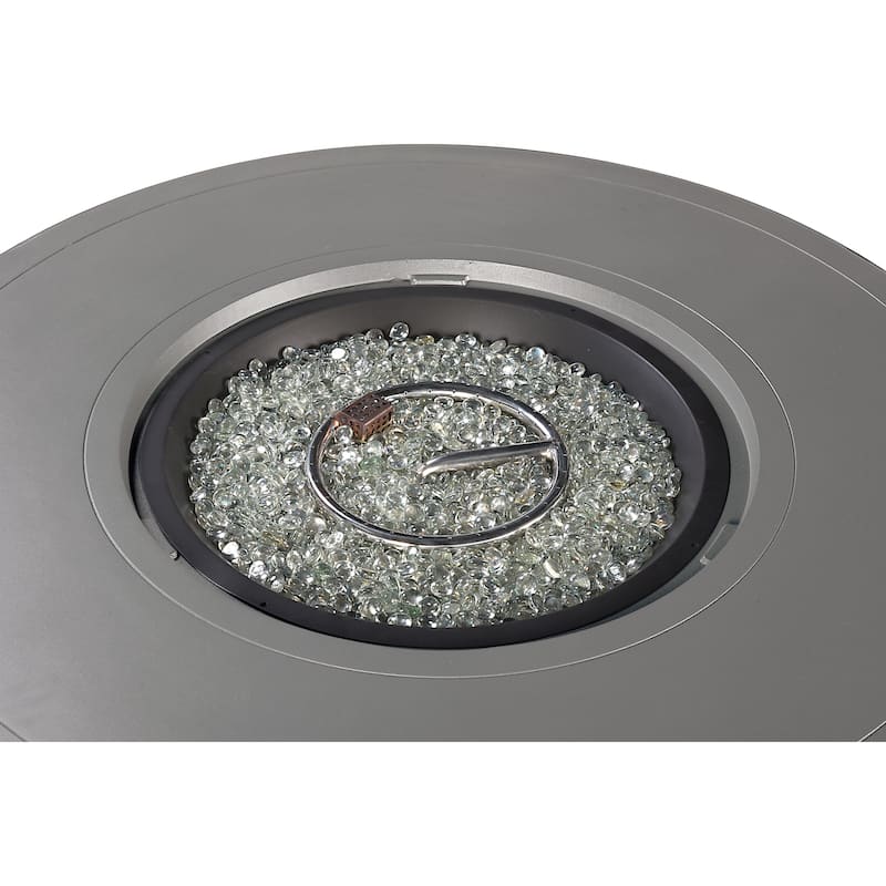 Round 44 in. x 44 in. Aluminum Propane Fire Pit Table with Glass Beads, Two Covers, Lid, 57,000 BTUs