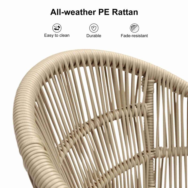 PURPLE LEAF 7 Pieces Patio Dining Set with Outdoor Aluminium Square Dining Table and Woven Rattan Chairs