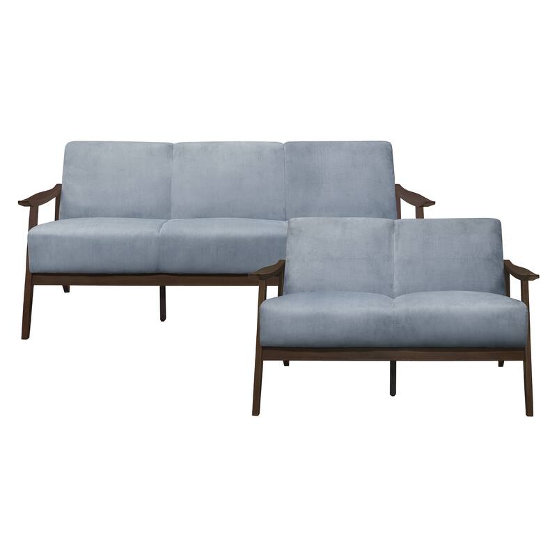 Parlier 2-Piece Velvet Sofa Set - Blue Grey