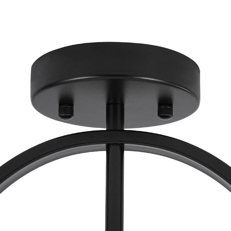 Contemporary 2-Light White Linen Drum Semi Flush Light 15in Wide