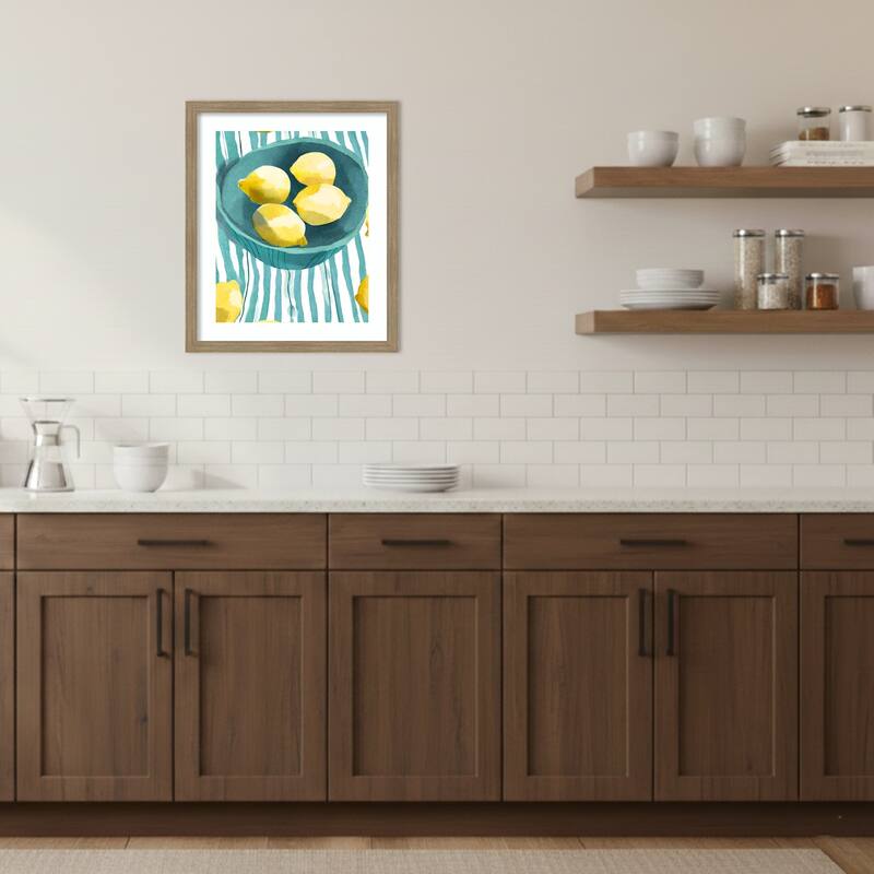 Zitronen in Schale by Ohkimiko Wood Framed Wall Art Print