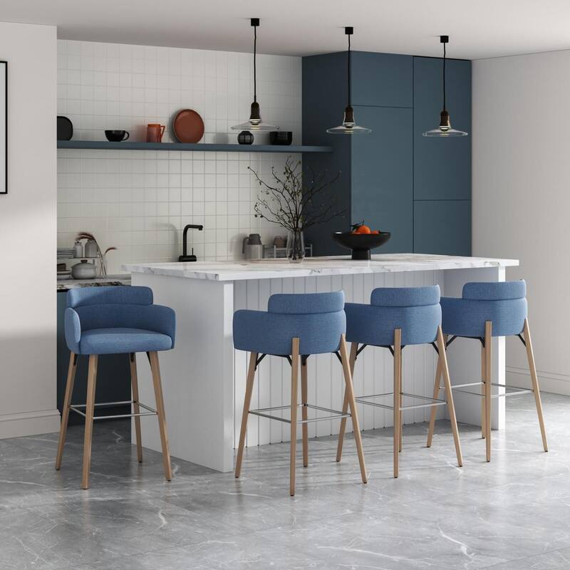 30''H Bar Stool With Solid Wood Frame And Foam Seat (Set of 2)