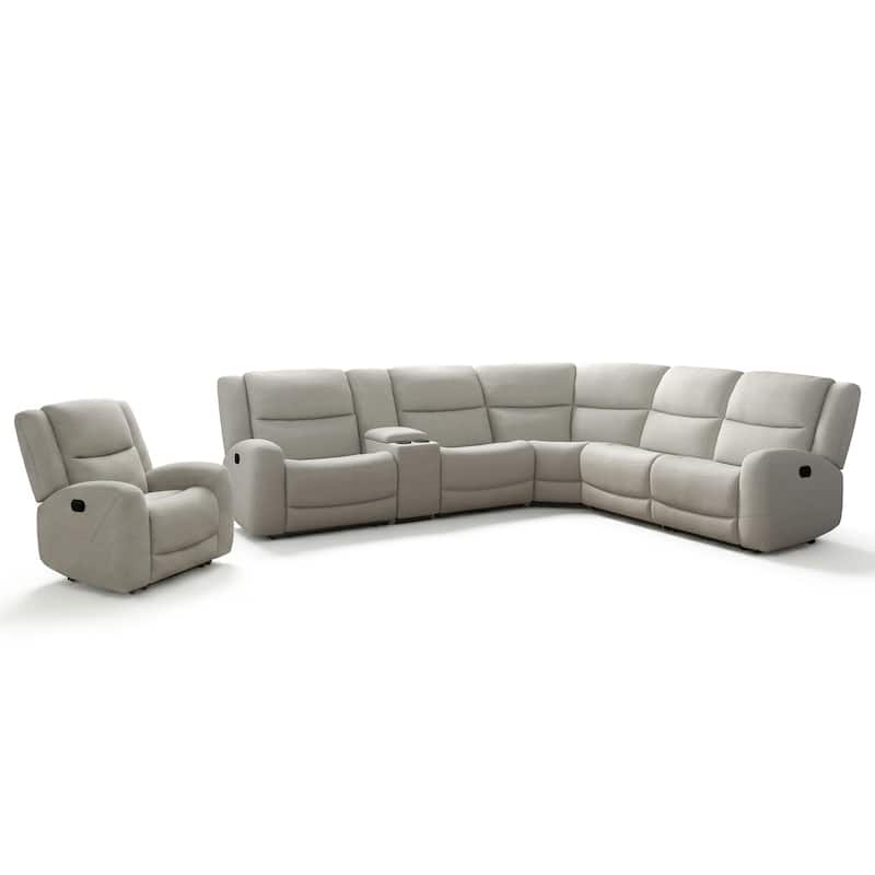 Furniture of America Jorwyn Modern 2-Piece Beige Fabric Sectional Sofa and Recliner Set