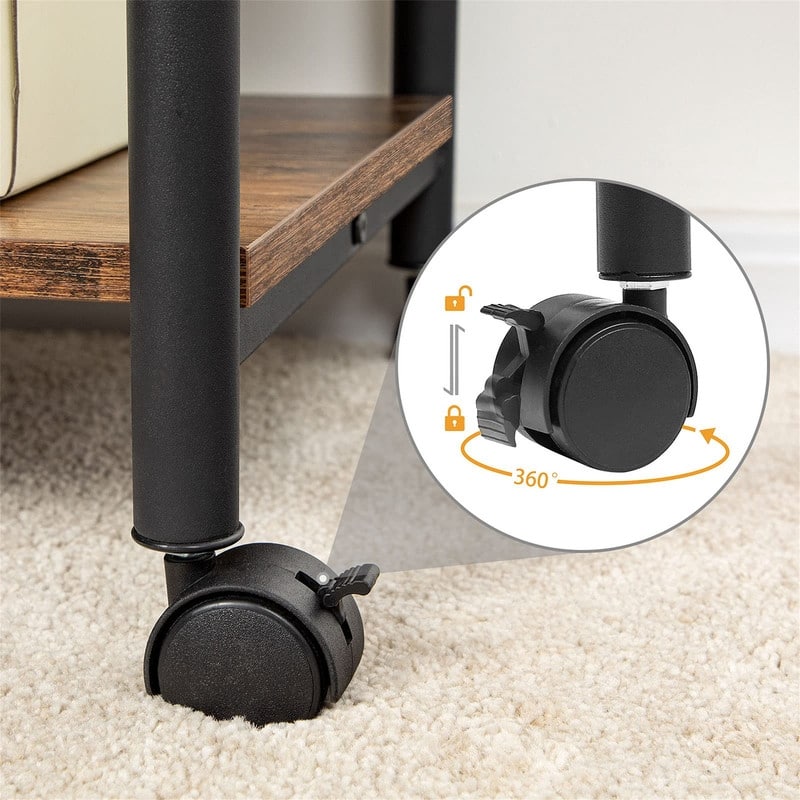 3-Tier Industrial Under Desk Printer Cart - 15.7'' x 19.1''x 29.9''