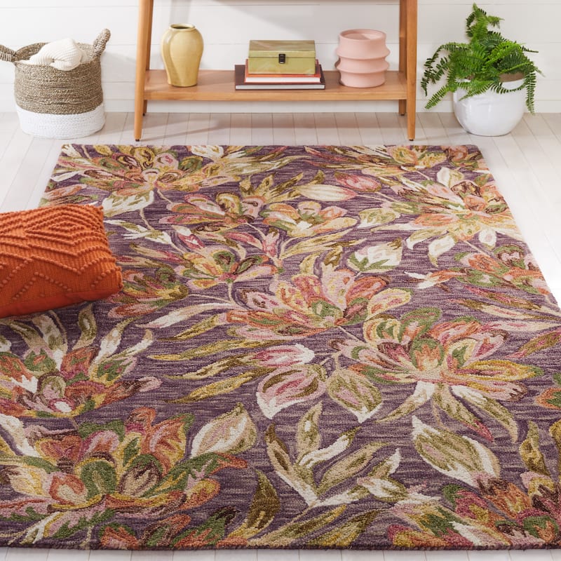 SAFAVIEH Handmade Blossom Deliana French Country Floral Wool Rug - 3' x 5' - Purple/Sage