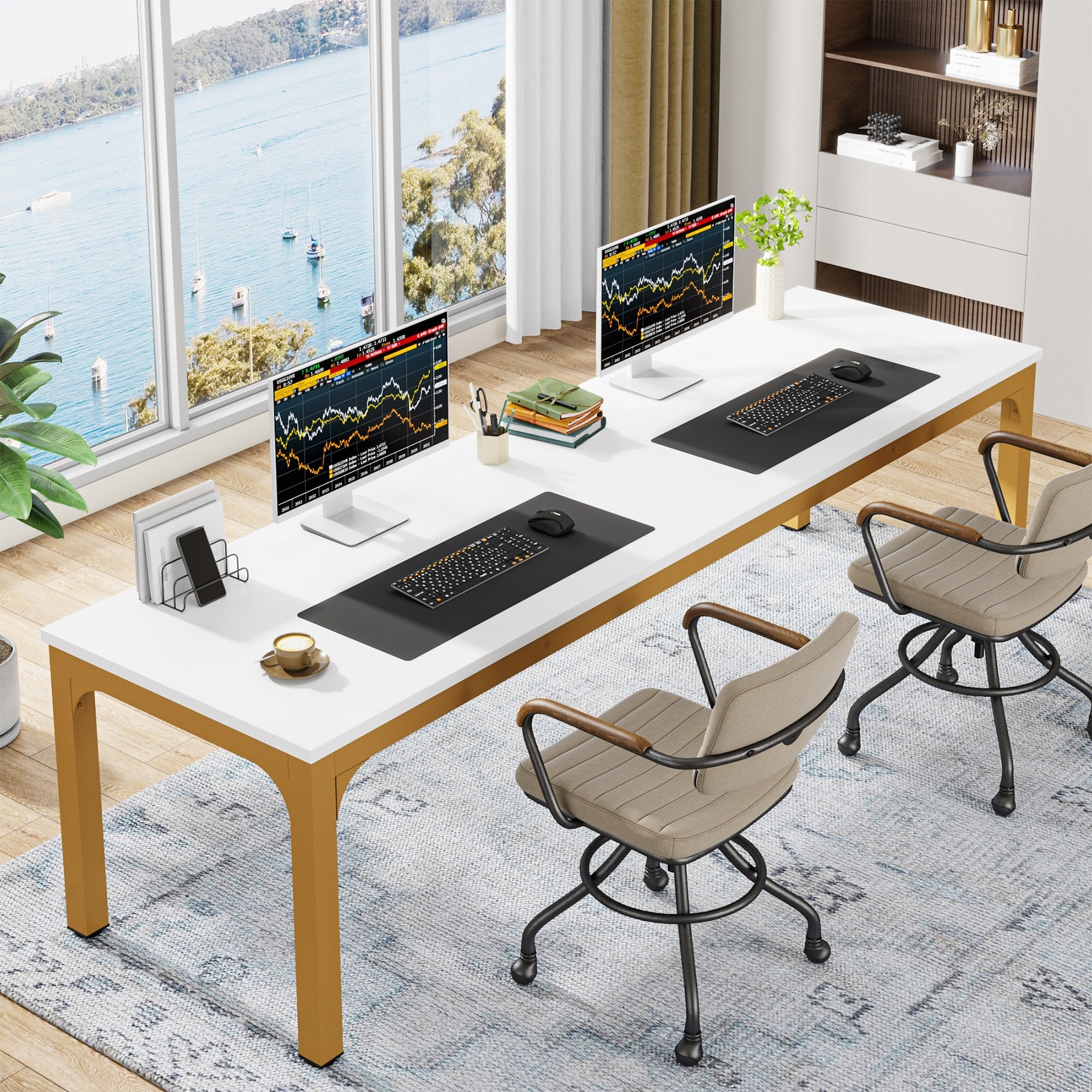 78.7 inches Extra Long Computer Desk 2 Person, Wide Double Office Writing Workstation