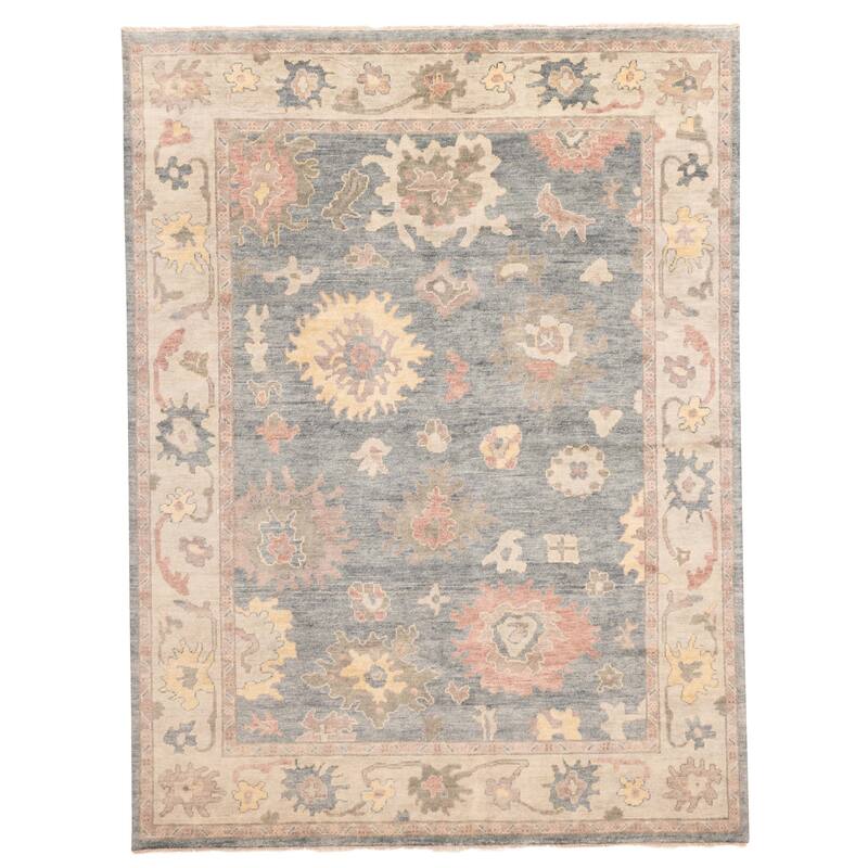 ECARPETGALLERY Hand-knotted Modern Oushak Dark Teal Wool Rug - 8'11 x 11'9