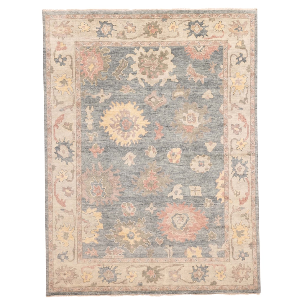 ECARPETGALLERY Hand-knotted Modern Oushak Dark Teal Wool Rug - 8'11 x 11'9