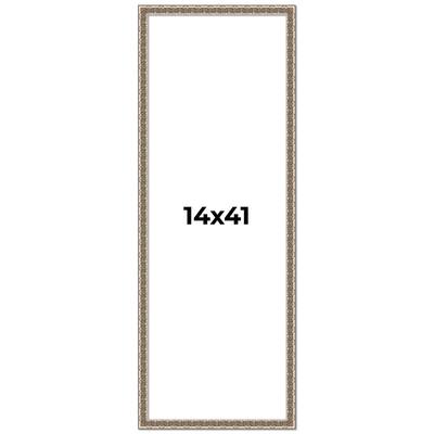 14x41 Frame Silver Versailles Ornate Solid Wood Picture Frame | 1 Inch