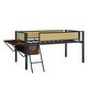 preview thumbnail 13 of 28, Kids and Baby Twin Size Metal Loft Bed with Desk,LED Lights,Storage Shelves