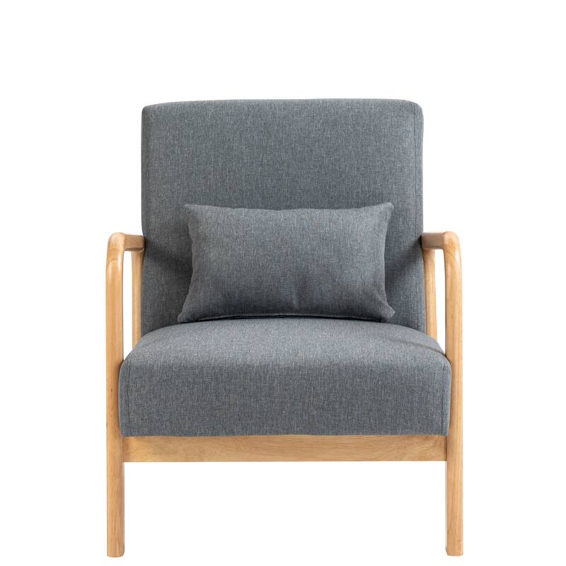 Briston 2 Set Mid Century Modern Wood Accent Chairs with pillow