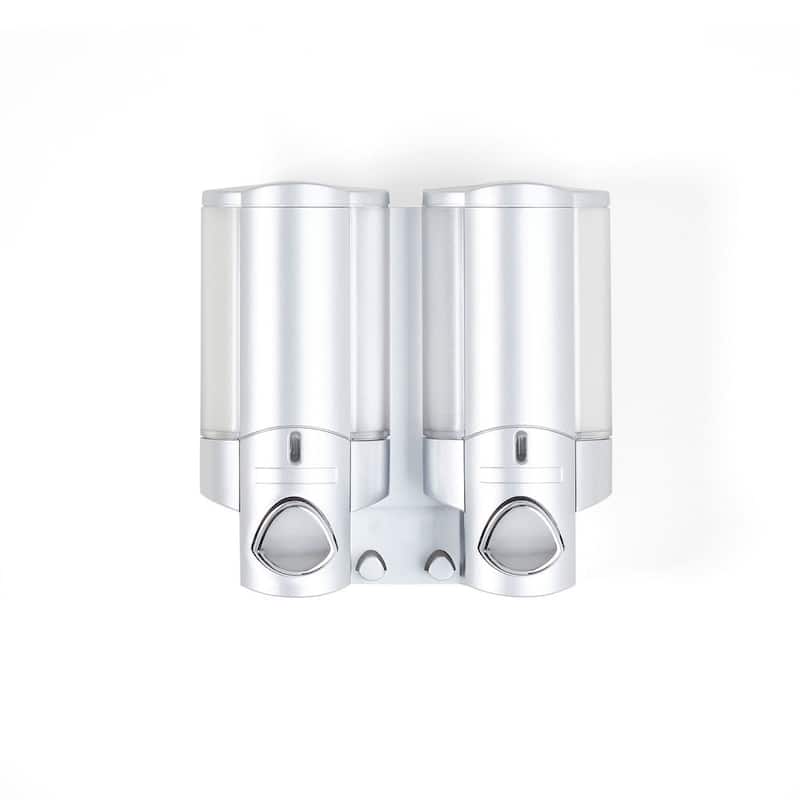 HomeRoots Gray Heavy Duty Plastic Two Chamber Wall Mount Soap Dispenser - 7.25' X '7' X '3.25