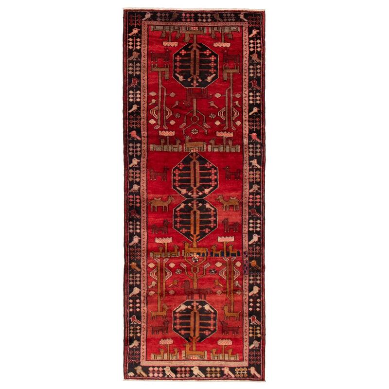 ECARPETGALLERY Hand-knotted Andelz Red Wool Rug - 3'8 x 9'9 - Red - 3'8 x 9'9