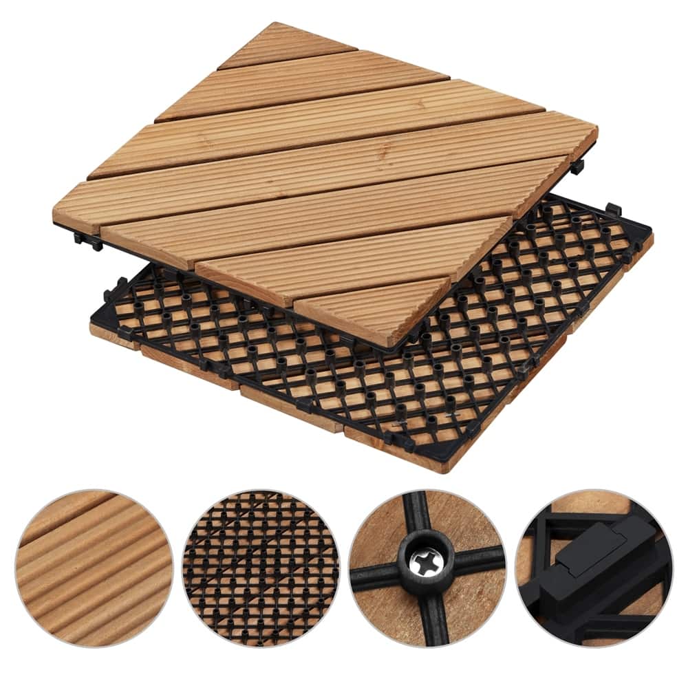 Yaheetech 27pcs Wood Flooring Tiles Interlocking Wood Tiles Indoor