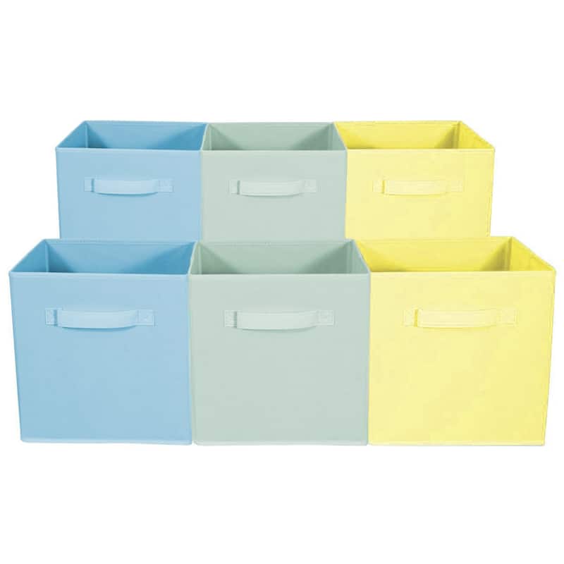 Home Storage Bundle - Pastel Drawer and Closet Bins, Blue, Green, Yellow (6 Pack)