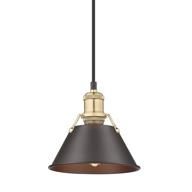 Yep by Golden Lighting Orwell 1-light 8in Pendant in Brushed Champagne Brass and Rubbed Bronze shade - Gold