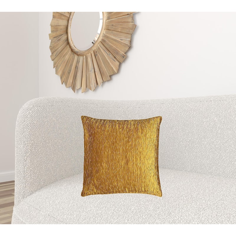 Gold Crinkle Down Filled Throw Pillow