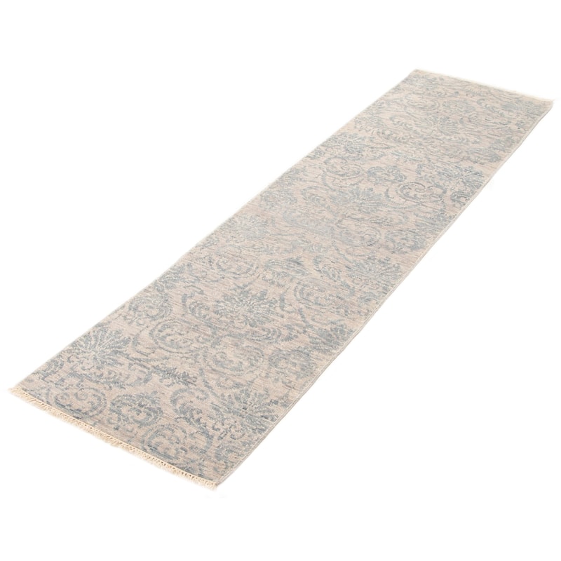 ECARPETGALLERY Hand-knotted Mystique Grey Wool Rug - 2'7 x 10'0