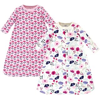 Touched by Nature Baby Girl Organic Cotton Long-Sleeve Wearable Sleeping Bag, Sack, Blanket, Pink Botanical