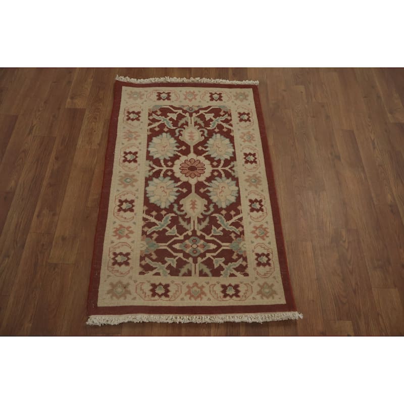 Hand Knotted Oriental 100% Wool Carpet Traditional All-Over Oranges & Rust Ziegler Area Rug - 3' 2'' X 2' 0''