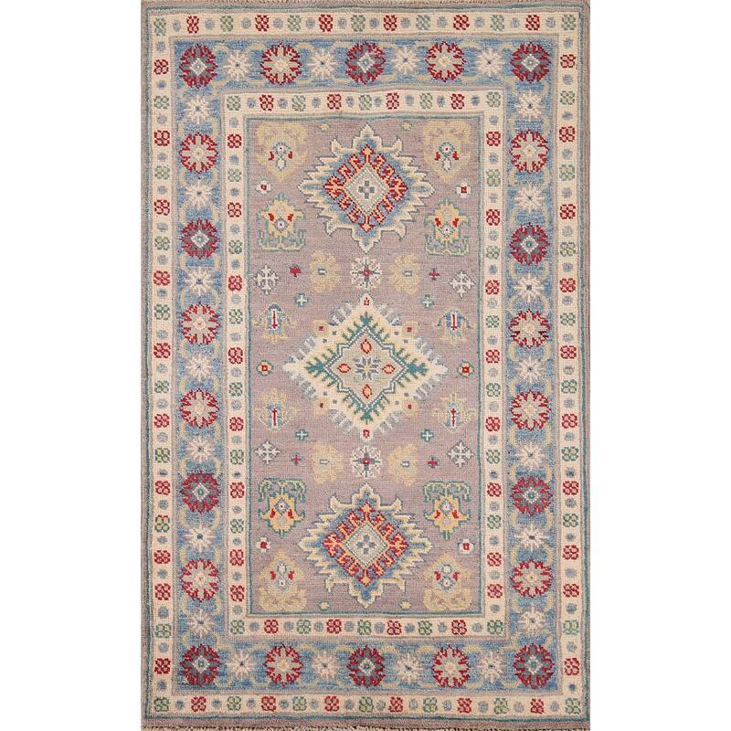 Kazak Accent Rug Handmade Oriental Beige Wool Carpet - 2'8" x 4'2"