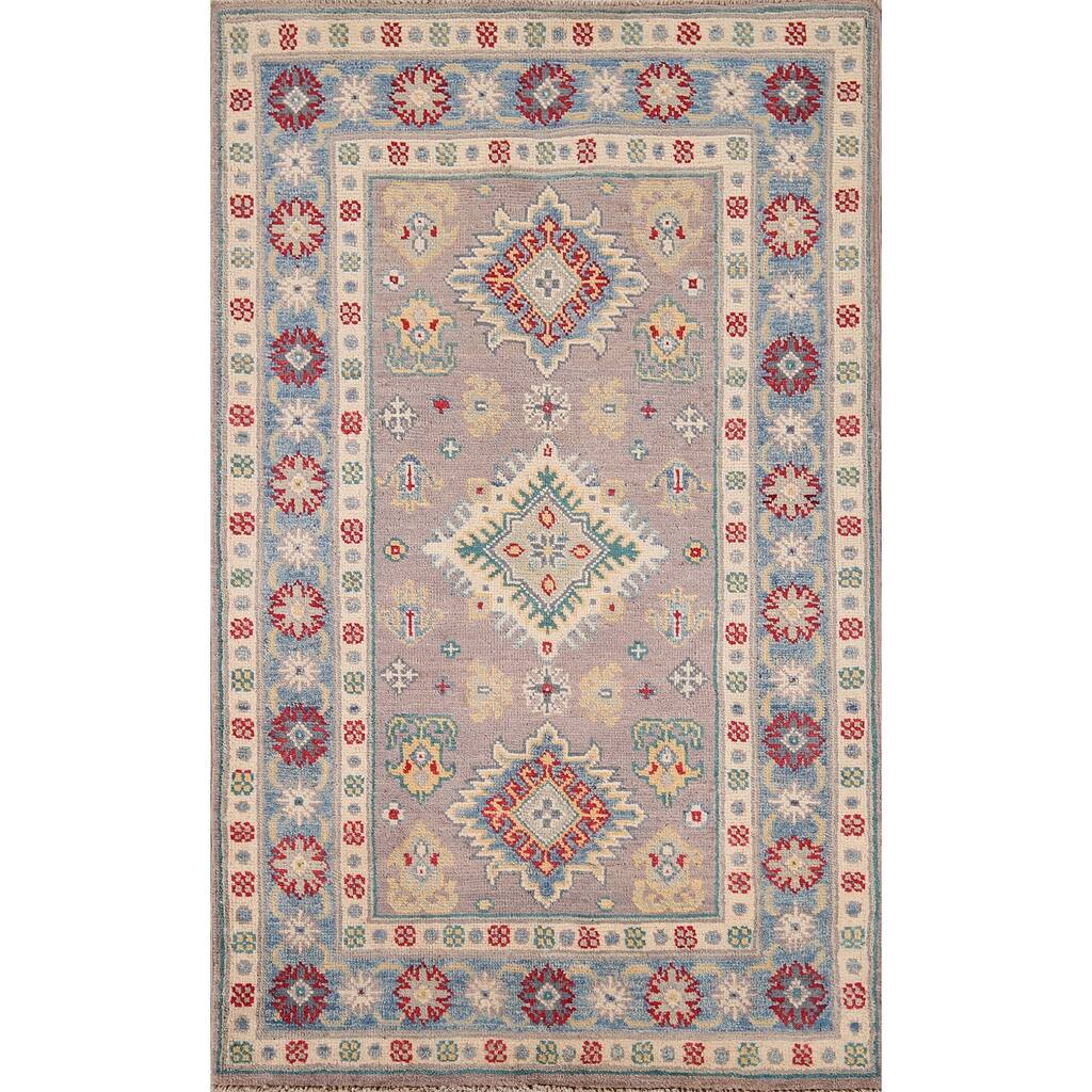 Kazak Accent Rug Handmade Oriental Beige Wool Carpet - 2'8" x 4'2"