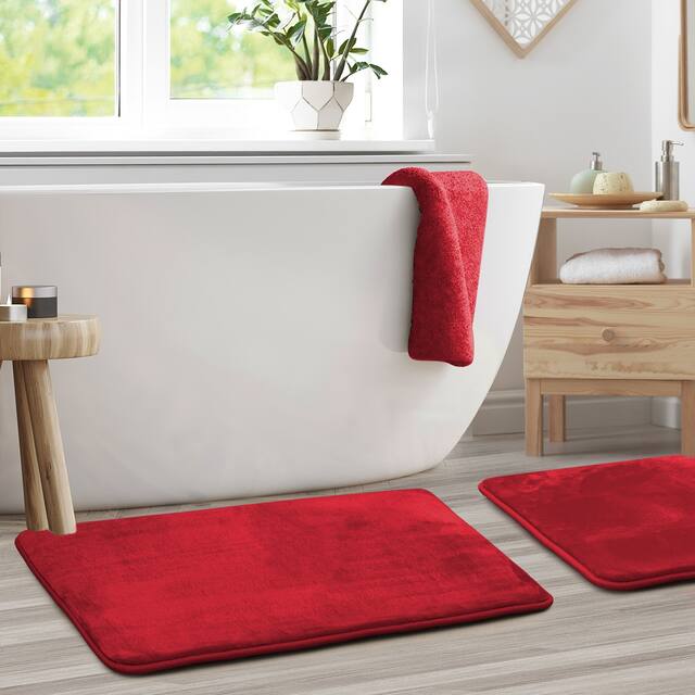 Clara Clark Ultra Soft Plush Bathroom Rug - Non-Slip, Velvet, Memory Foam Bath Mat - Set of 2