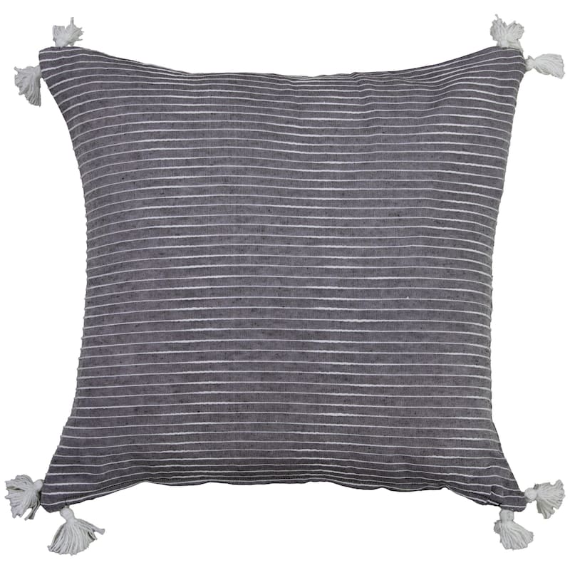 Rizzy Home Modern Woven Stripe Throw Pillow - Down - Coffee/White