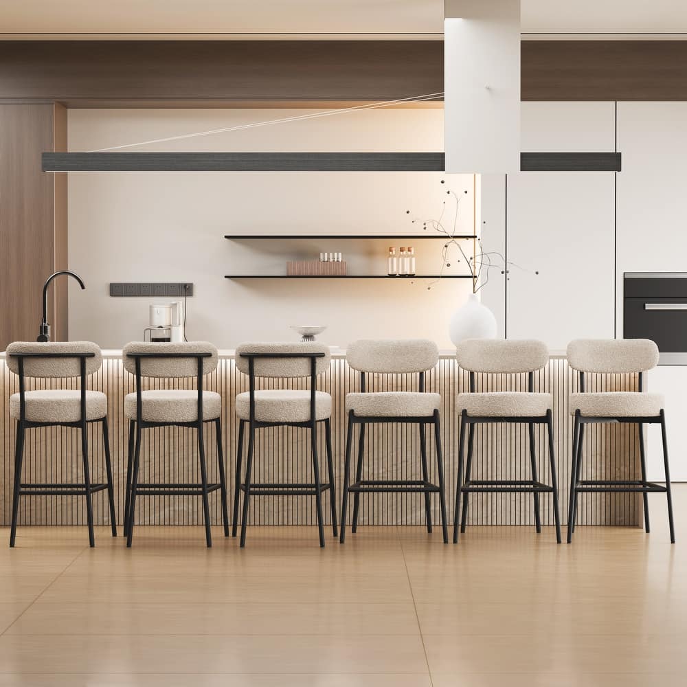 XINMICS 27 Inches Boucle Counter Height Bar Stools with Back