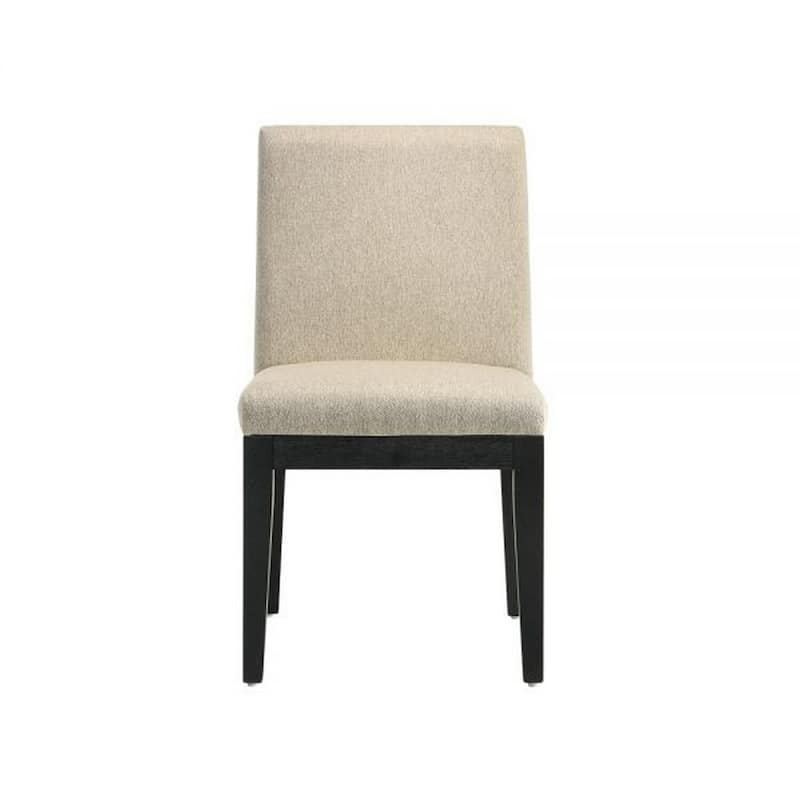Black/Beige Fabric Upholstered Wood Frame Dining Chair, Set of 2, Sturdy Dining Chair for Dining Rooms - 17.5