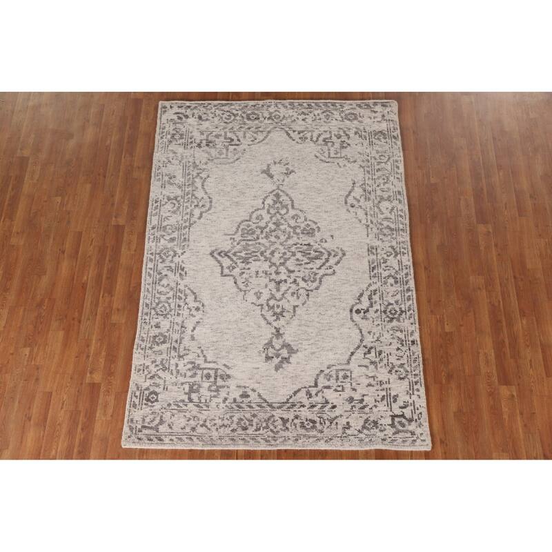 Geometric Moroccan Area Rug Hand-Knotted Wool Carpet - 5'2"x 7'7"