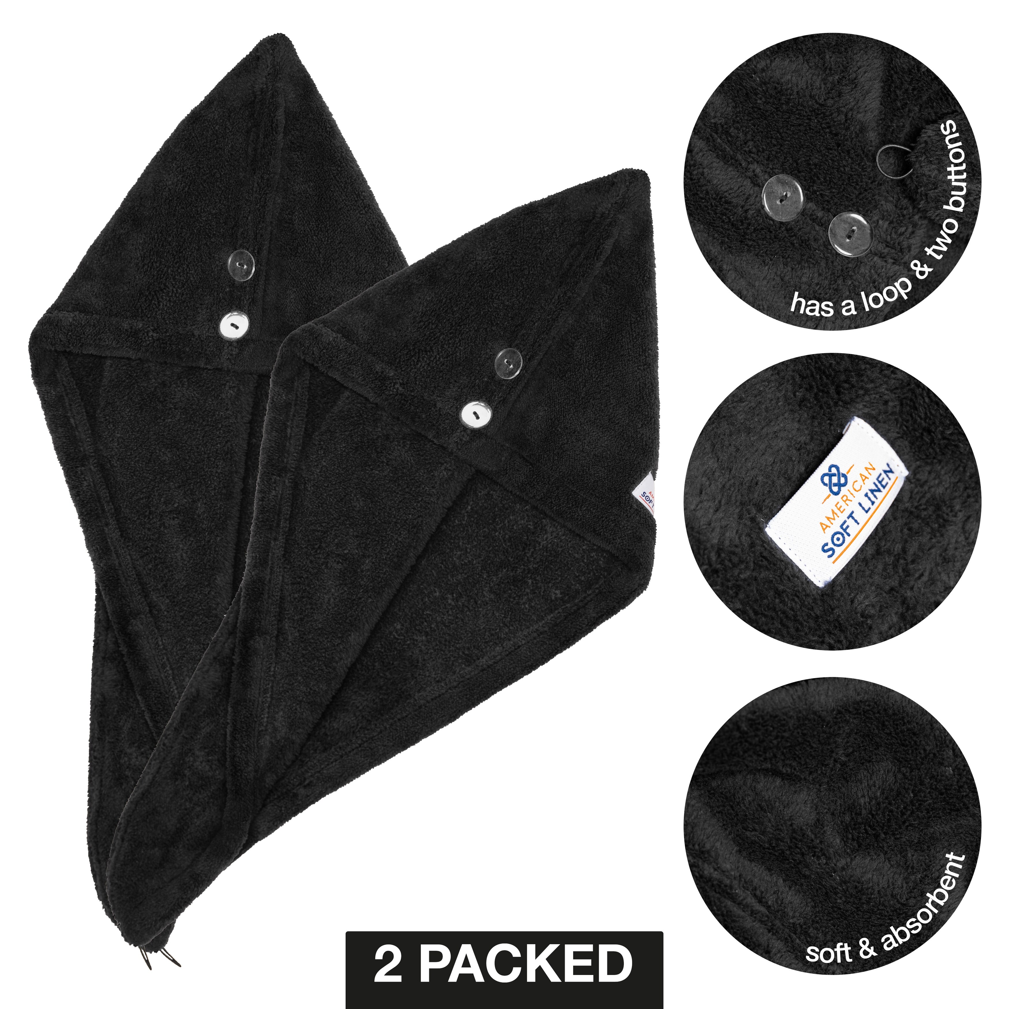 American Soft Linen Hair Drying Towel Towel Cap with Button On Sale Bed Bath Beyond 36047144