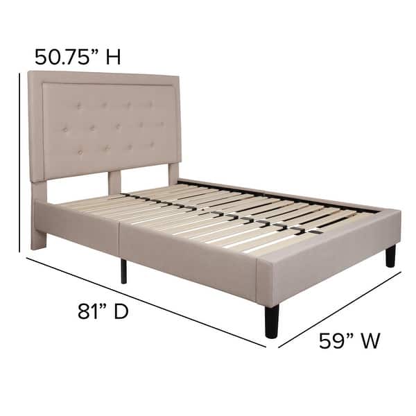 dimension image slide 13 of 19, Tufted Platform Bed with 10in. Pocket Spring Mattress