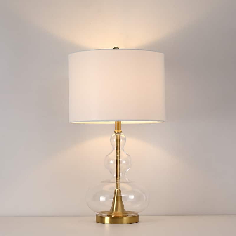 Glass Table Lamp with White Shade - 24.5 in. H