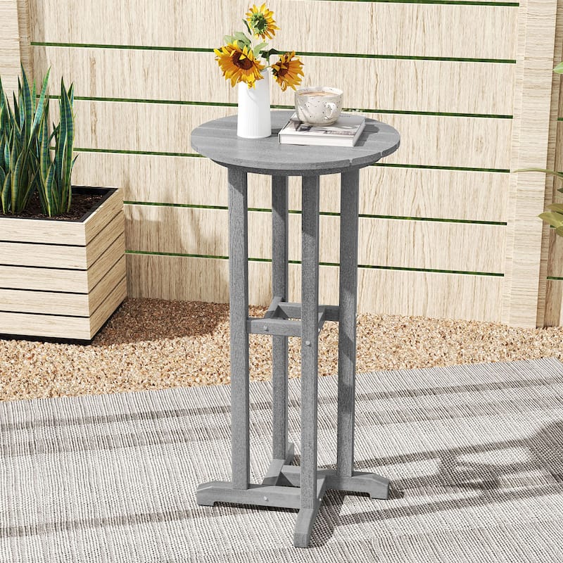 Gymax 21.5'' Round Bar Table Patio HDPE Bar Height Dining Table w/