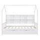 preview thumbnail 15 of 13, Twin Size Kids Bed with Trundle and Storage Shelf, Wooden House Frame with Roof and Play Area Design