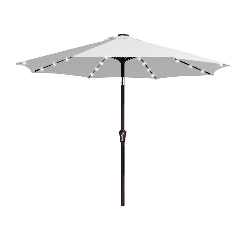 10ft Patio Market Umbrella with LED Lights,Crank & Tilt