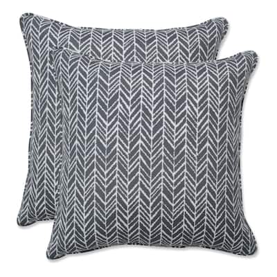 Pillow Perfect Outdoor Herringbone Slate 16.5-inch Throw Pillow (Set of 2) - 16.5 X 16.5 X 5 - 16.5 X 16.5 X 5