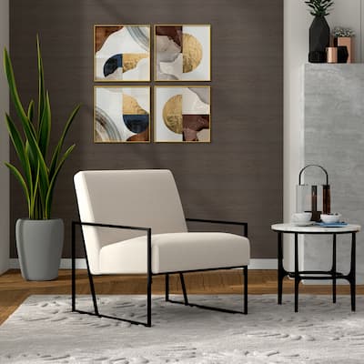Kotter Home Modern Industrial Upholstered Accent Chair with Metal Base