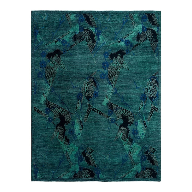 Contemporary Overdyed Wool Hand Knotted Area Rug - 9' 2" x 11' 10"