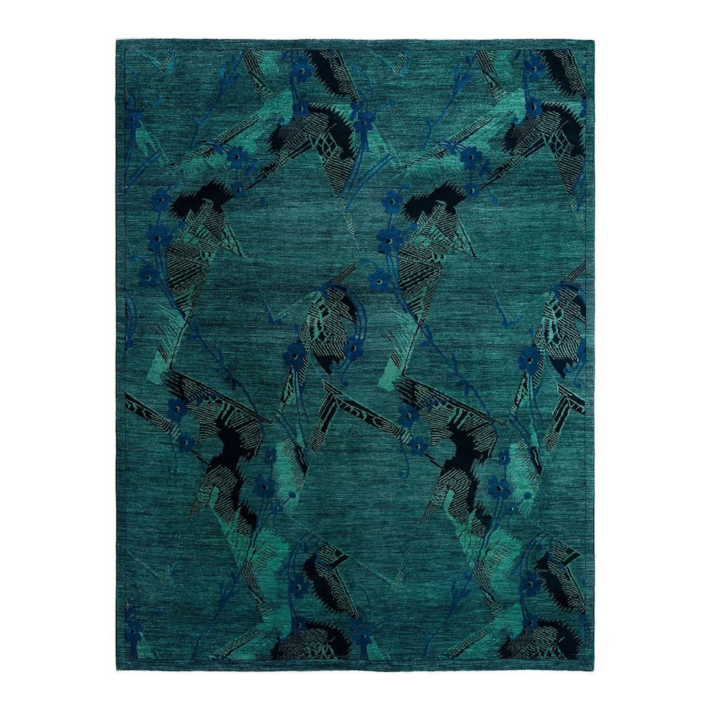 Contemporary Overdyed Wool Hand Knotted Area Rug - 9' 2" x 11' 10"