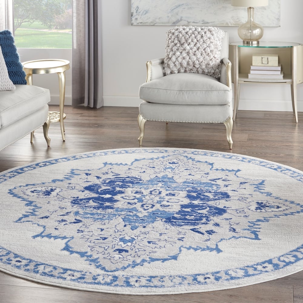Nourison Whimsicle Persian Medallion Ivory Blue Area Rug