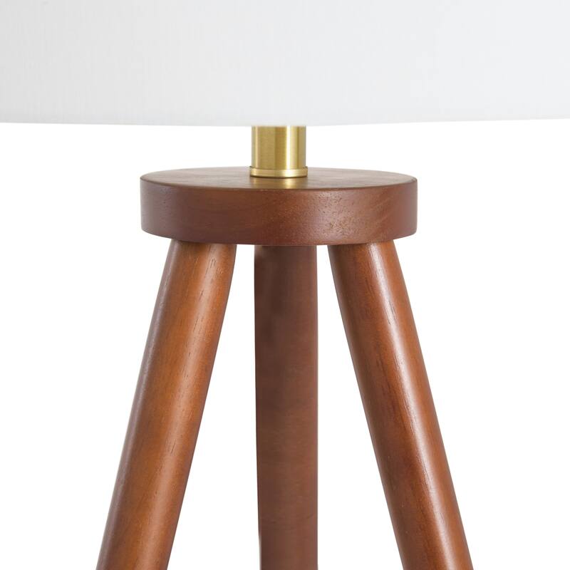 Tripod Wood Floor Lamp with Linen Shade