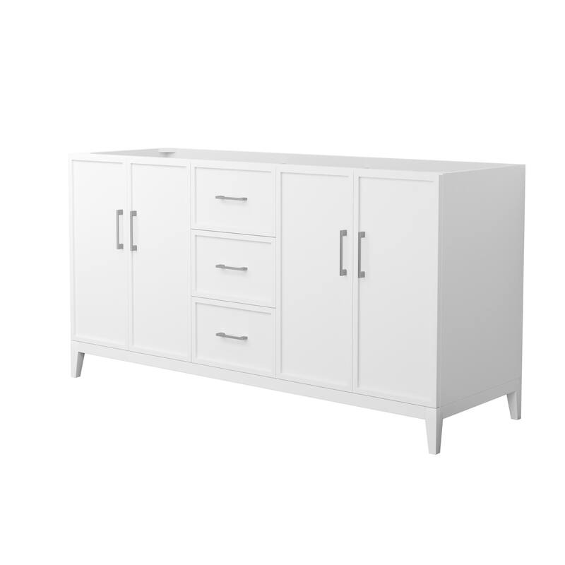 Elan 66-inch Double Vanity Cabinet - White, Nickel Trim, No Top