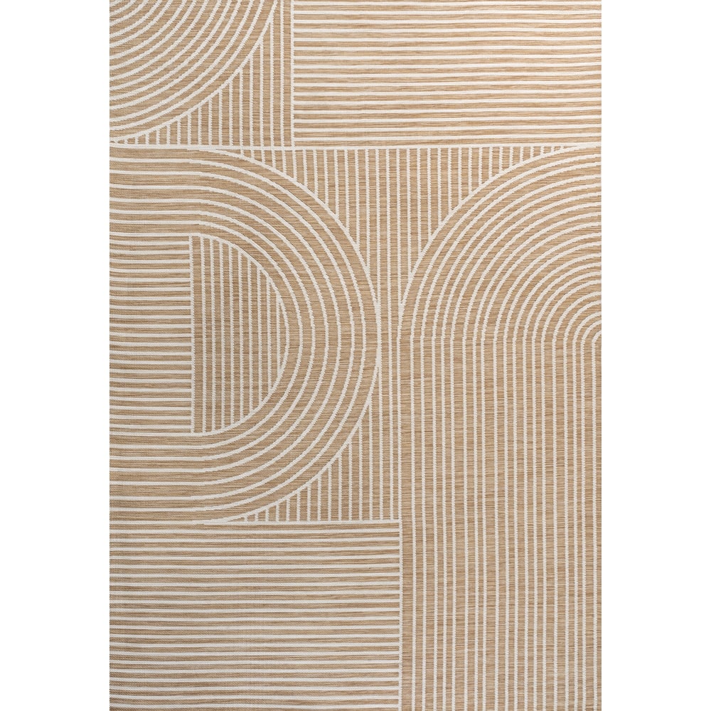 JONATHAN Y Reversible Bijan Mid-Century Modern Arch Stripe Machine-Washable Cream/Beige Indoor/Outdoor Rug